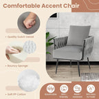 Gymax Modern Dutch Velvet Accent Chair & Ottoman Set Single Leisure