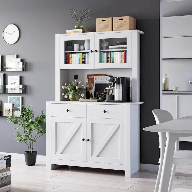 Kitchen Pantry Cabinet with Microwave Stand