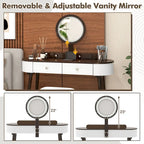 Costway Solid Wood Makeup Vanity Desk Set with LED Lighted Mirror