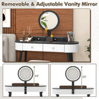 Costway Solid Wood Makeup Vanity Desk Set with LED Lighted Mirror
