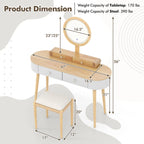 Costway Solid Wood Makeup Vanity Desk Set with LED Lighted Mirror