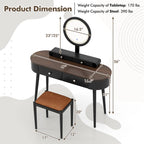 Costway Solid Wood Makeup Vanity Desk Set with LED Lighted Mirror