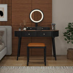 Costway Solid Wood Makeup Vanity Desk Set with LED Lighted Mirror