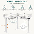 60 L Shaped Electric Comnputer Desk, Height Adjustable Gaming Desk