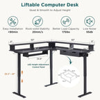 60 L Shaped Electric Comnputer Desk, Height Adjustable Gaming Desk