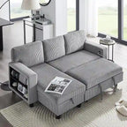 Modern Sleeper Sofa Bed, Couch Bed with Bookshelves & Charging Port
