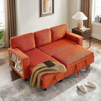 Modern Sleeper Sofa Bed, Couch Bed with Bookshelves & Charging Port