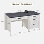 Modern Farmhouse Home Office Desk, Computer Desk with File Cabinet