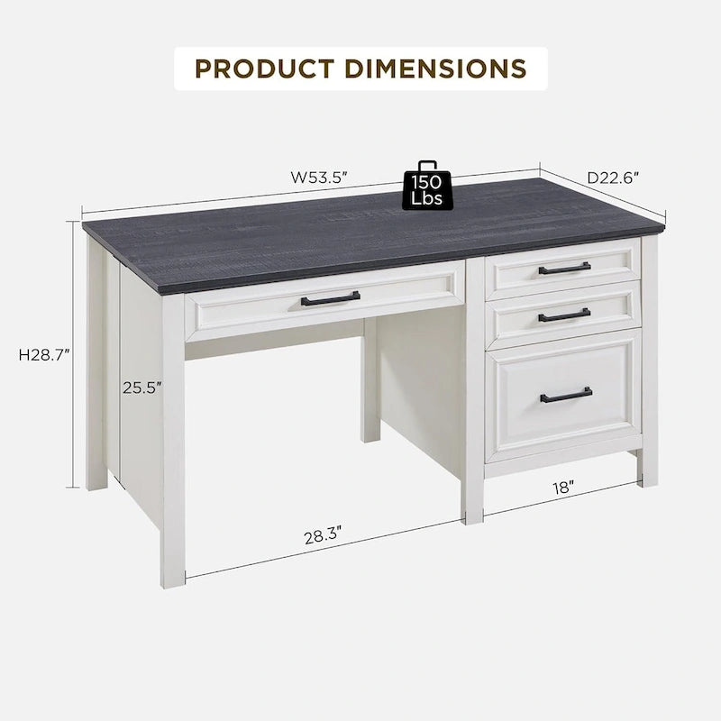 Modern Farmhouse Home Office Desk, Computer Desk with File Cabinet