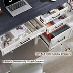 Modern Farmhouse Home Office Desk, Computer Desk with File Cabinet