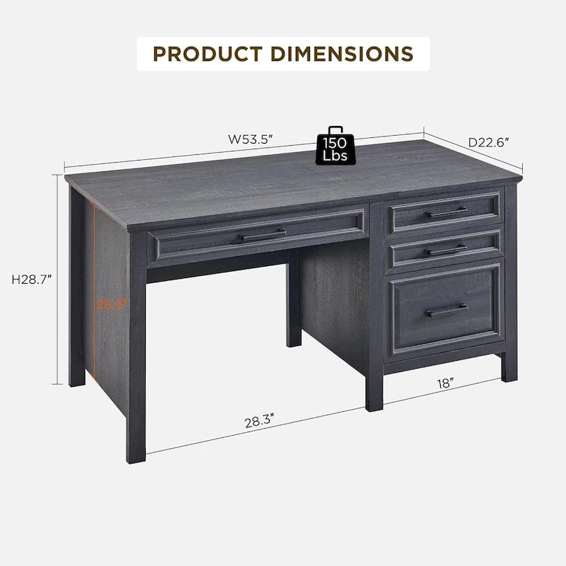 Modern Farmhouse Home Office Desk, Computer Desk with File Cabinet