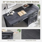 Modern Farmhouse Home Office Desk, Computer Desk with File Cabinet