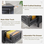 Modern Farmhouse Home Office Desk, Computer Desk with File Cabinet