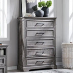 Farmhouse 5 Drawers Dresser Chests, Wood Rustic Chest of Drawers