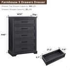 Farmhouse 5 Drawers Dresser Chests, Wood Rustic Chest of Drawers