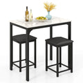Costway 3 Piece Counter Height Dining Set Faux Marble Table 2 Chairs