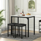 Costway 3 Piece Counter Height Dining Set Faux Marble Table 2 Chairs