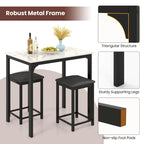 Costway 3 Piece Counter Height Dining Set Faux Marble Table 2 Chairs