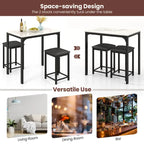 Costway 3 Piece Counter Height Dining Set Faux Marble Table 2 Chairs