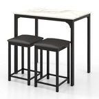 Costway 3 Piece Counter Height Dining Set Faux Marble Table 2 Chairs
