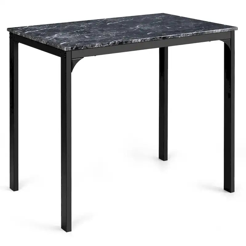 Costway 3 Piece Counter Height Dining Set Faux Marble Table 2 Chairs