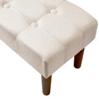 Small Foot Stool Ottoman, Linen Ottoman Foot Rest with Legs, Rectangle Upholstered Footrest for Couch, Living Room, Under Desk