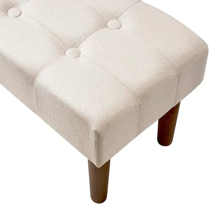 Small Foot Stool Ottoman, Linen Ottoman Foot Rest with Legs, Rectangle Upholstered Footrest for Couch, Living Room, Under Desk
