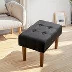 Small Foot Stool Ottoman, Linen Ottoman Foot Rest with Legs, Rectangle Upholstered Footrest for Couch, Living Room, Under Desk