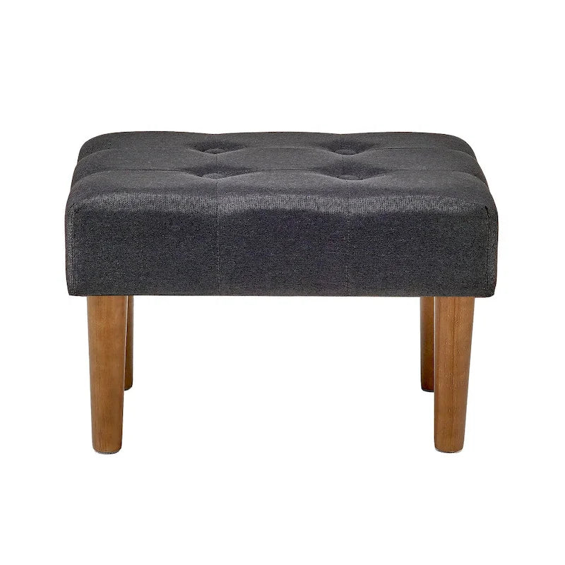 Small Foot Stool Ottoman, Linen Ottoman Foot Rest with Legs, Rectangle Upholstered Footrest for Couch, Living Room, Under Desk