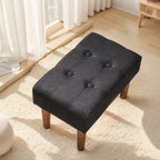Small Foot Stool Ottoman, Linen Ottoman Foot Rest with Legs, Rectangle Upholstered Footrest for Couch, Living Room, Under Desk