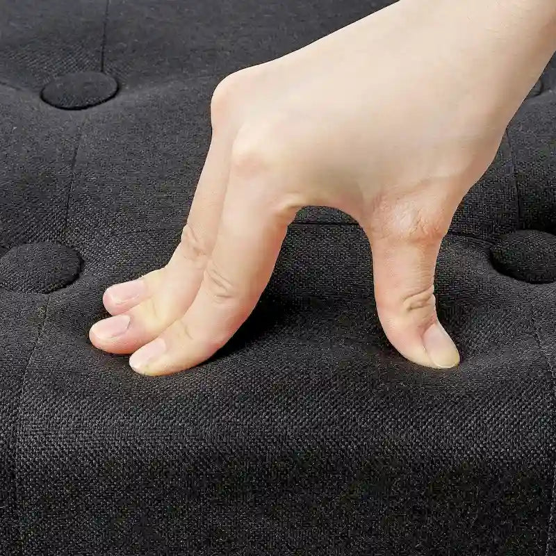 Small Foot Stool Ottoman, Linen Ottoman Foot Rest with Legs, Rectangle Upholstered Footrest for Couch, Living Room, Under Desk