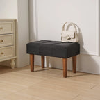 Small Foot Stool Ottoman, Linen Ottoman Foot Rest with Legs, Rectangle Upholstered Footrest for Couch, Living Room, Under Desk