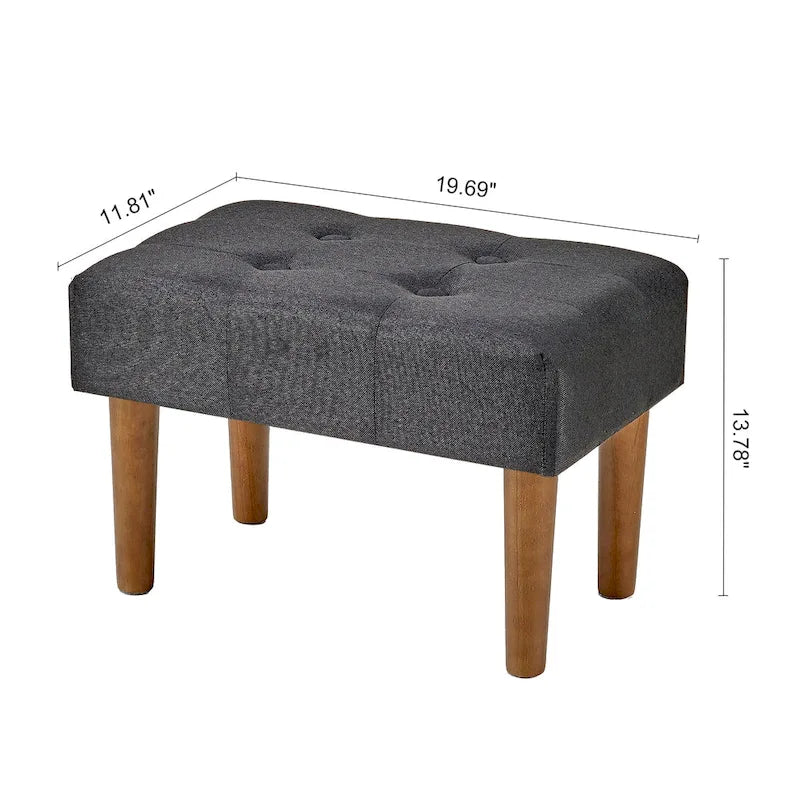 Small Foot Stool Ottoman, Linen Ottoman Foot Rest with Legs, Rectangle Upholstered Footrest for Couch, Living Room, Under Desk