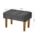 Small Foot Stool Ottoman, Linen Ottoman Foot Rest with Legs, Rectangle Upholstered Footrest for Couch, Living Room, Under Desk