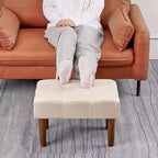 Small Foot Stool Ottoman, Linen Ottoman Foot Rest with Legs, Rectangle Upholstered Footrest for Couch, Living Room, Under Desk