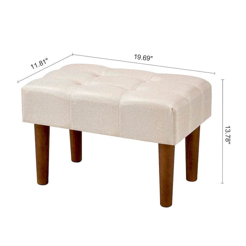 Small Foot Stool Ottoman, Linen Ottoman Foot Rest with Legs, Rectangle Upholstered Footrest for Couch, Living Room, Under Desk