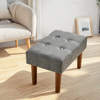 Small Foot Stool Ottoman, Linen Ottoman Foot Rest with Legs, Rectangle Upholstered Footrest for Couch, Living Room, Under Desk