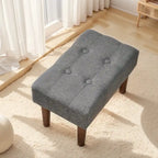 Small Foot Stool Ottoman, Linen Ottoman Foot Rest with Legs, Rectangle Upholstered Footrest for Couch, Living Room, Under Desk