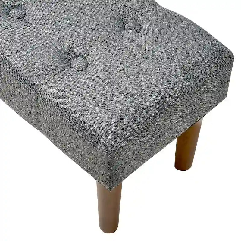 Small Foot Stool Ottoman, Linen Ottoman Foot Rest with Legs, Rectangle Upholstered Footrest for Couch, Living Room, Under Desk
