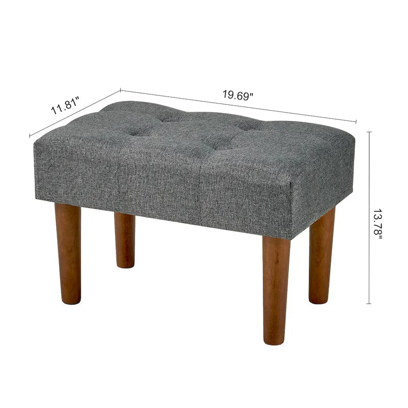 Small Foot Stool Ottoman, Linen Ottoman Foot Rest with Legs, Rectangle Upholstered Footrest for Couch, Living Room, Under Desk
