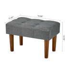 Small Foot Stool Ottoman, Linen Ottoman Foot Rest with Legs, Rectangle Upholstered Footrest for Couch, Living Room, Under Desk
