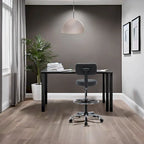 Height Adjustable Drafting Stool - With Premium Leather, Rolling Wheels