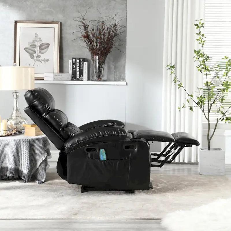 Power Lift Recliner Chair Electric Massage Heat Sofa with Wide Seat, Side Pockets, Cup Holders and Timer for Seniors