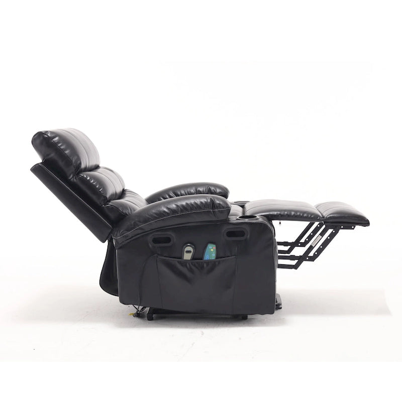 Power Lift Recliner Chair Electric Massage Heat Sofa with Wide Seat, Side Pockets, Cup Holders and Timer for Seniors