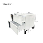 Modern High Gloss 3-Piece Bedroom Set Floating Bed Frame Queen Size Platform Bed with LED Light & 2 Nightstands, White