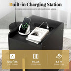 Costway Nightstand with Charging Station Home Bedside Sofa Side Tables