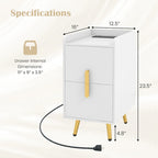 Costway Nightstand with Charging Station Home Bedside Sofa Side Tables