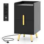 Costway Nightstand with Charging Station Home Bedside Sofa Side Tables
