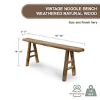 Vintage Noodle Bench Weathered Natural (size and finish vary)