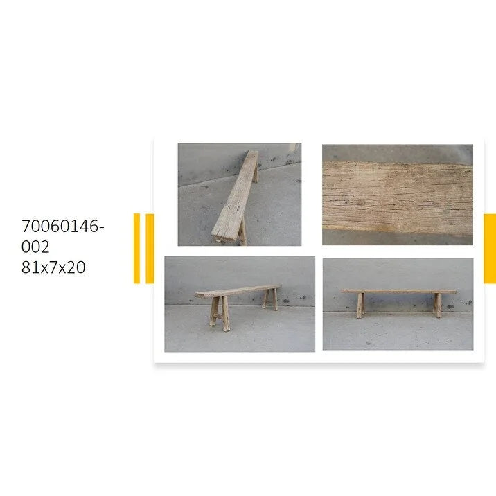 Vintage Noodle Bench Weathered Natural (size and finish vary)
